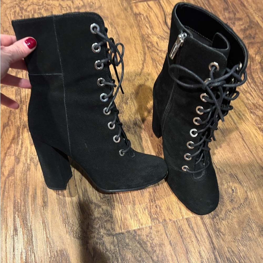Vince Camuto Black Lace-Up Boots